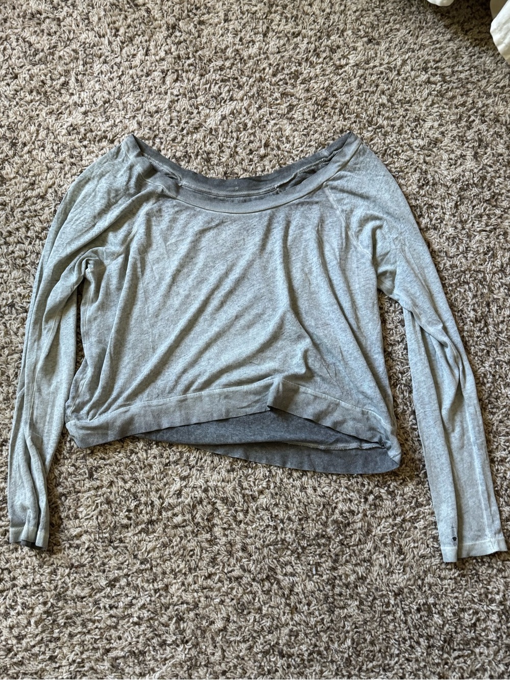 We the Free Sage Green Long Sleeve Cropped Shirt